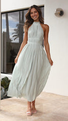 Fresh off Shoulder Halter Lace up Personality Backless Maxi Dress