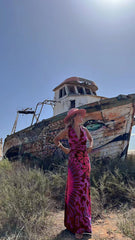 Vestido estampado sin mangas con cuello en V y corte A