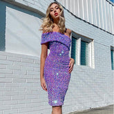 Off Shoulder Tube Top Purple Dress Cocktail Party Celebrity Party Evening Dress