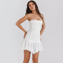 Top de tubo con cordones y espalda descubierta con costuras de gasa