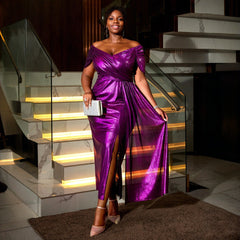 Shoulder V neck Cocktail Evening Dress Party Pleated under Sleeve Cover Dress Dresses