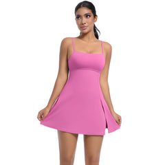 Cool Feeling Sleeveless Jumpsuit Tennis Skirt Beauty Back Backing Culottes Fitness Solid Color Sports