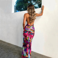 Halter See through Backless Slim Fit Sheath Dress