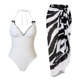 One Piece Swimsuit Black White Two Piece Sets Swimsuit Chiffon Dress