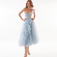 Slim Mesh Dress Cocktail Princess Dress 3D Decoration