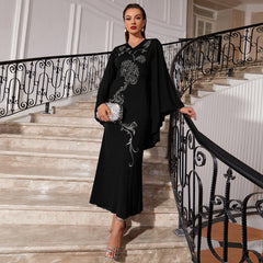 Embroidered Dress V Neck Batwing Sleeve Dress Urban Dress