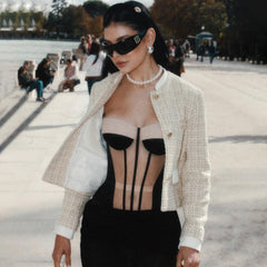 Apricot Mesh Black Chiffon Dress Two Piece Set Skirt Sets