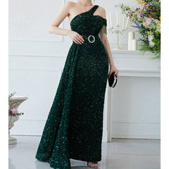 Elegantes Paillettenkleid, schulterfrei, ärmellos, figurbetont, Meerjungfrauenschnitt