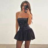 off the Shoulder Tube Top Short Sequin