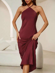 Evening Dress Satin Strap Maxi Dress