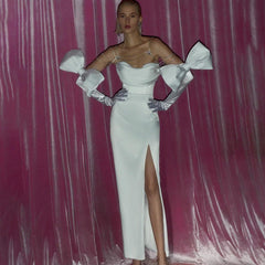 Strap Dress Light Luxury Niche Off Shoulder Bandage Chain Dress