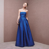 Vestido de noche azul real para novia, elegante, para brindis, largo, para boda, cóctel o fiesta.