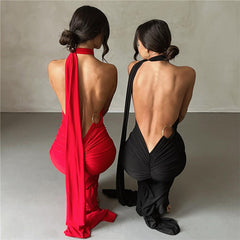 Backless Halter Sheath Slim Fit Evening Dress Dress for