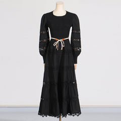 Vestido de alta calidad con aberturas, corte atado, color sólido, cintura ajustada y adelgazante.