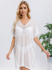 Traje de baño tipo algodón con aberturas y cortes, vestido de playa con protección solar