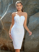 Elegant Dress Sleeveless Tight White Sheath High Waist Slim Fit Wedding Annual Meeting Birthday Gathering