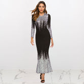 Printed Slim Fit Long Sleeve Dress Dress