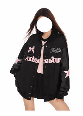 Butterfly Embroidered Baseball Jacket