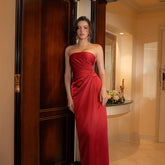 Fall Type Hip Socialite Elegant Slim Tube Top Satin