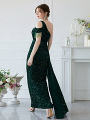 Elegantes Paillettenkleid, schulterfrei, ärmellos, figurbetont, Meerjungfrauenschnitt