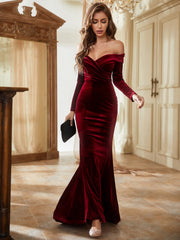 Elegantes Samtkleid für den Herbst, ein stilvolles Brautjungfernkleid für Erwachsene