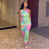 Arrival Back Hollow Out Cutout Printed Sleeveless