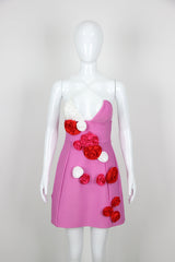 Pearl Suspender Slimming Floral Bandage One Piece Dress Short Bandage Dress for