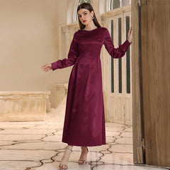 Ladies Casual High Waist Maxi Dress Light Purple Coat Maxi Dress