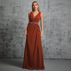 V neck Evening Dress Elegant Slim Fit Slimming Annual Party Dress Cocktail Party Ball Dress Host Formal Dress