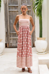 Tirantes sin espalda estampados, cintura alta y vuelo grande