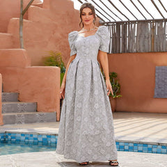 Elegantes, elegantes Palastkleid mit Puffärmeln und hoher Taille