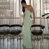 Butterfly Halter Neck Hollow Dress