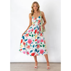 Fresh Sweet Digital Floral Printing Slip Dress