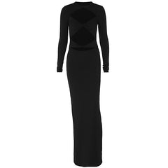 Vestido corto ajustado de manga larga de color liso ahuecado