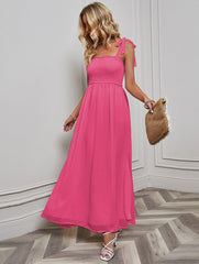 Jacquard Chiffon Lace up Dress Vacation Beach Split Dress