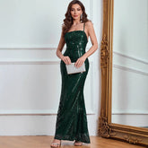 Sequined Backless Sling Dress Party Evening Dress