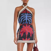 Halter Positioning Print Holiday Beach Dress