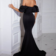 Vestido de noche Vestido Vestido de cóctel para mujer Vestido tubo con abertura Vestido sirena negro