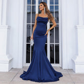 Boat Neck Mopping Long Socialite Sling Light Luxury Ball Party Evening