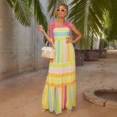 Backless Multicolor Squares Color Matching