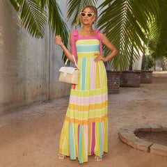 Backless Multicolor Squares Color Matching