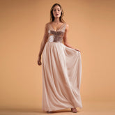Sleeveless V neck Wedding Bridesmaid Dress