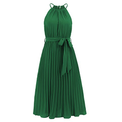 Spaghetti Strap Sleeveless Pleated Dress Dress