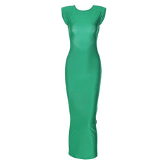Vestido largo ajustado con espalda descubierta y corte bajo, estilo hipster urbano, con cintura controlada, para verano.