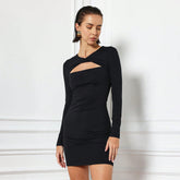 French Elegant Dress  High Waist A Line Slim Fit Slimming Dress