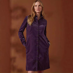 Elegant Velvet Windbreaker Button Loose Intellectual Long Sleeve Shirt Dress