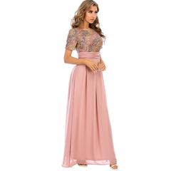 Popular Chiffon Stitching Sequ Dress Maxi Dress