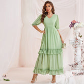 V neck Short Sleeve Tiered Dress