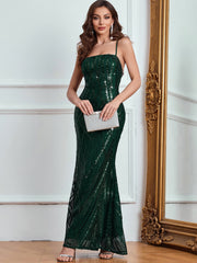 Sequined Backless Sling Dress Party Evening Dress