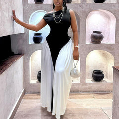 Elegant Contrast Color High Sense Sleeveless Elegant Dress